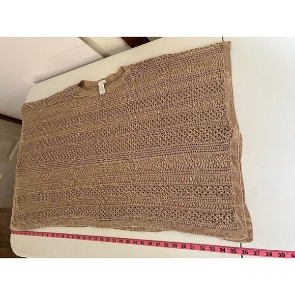 J Jill Sweater One Size Small to Large Brown Open Stitch Knit Pullover Poncho - Picture 7 of 7